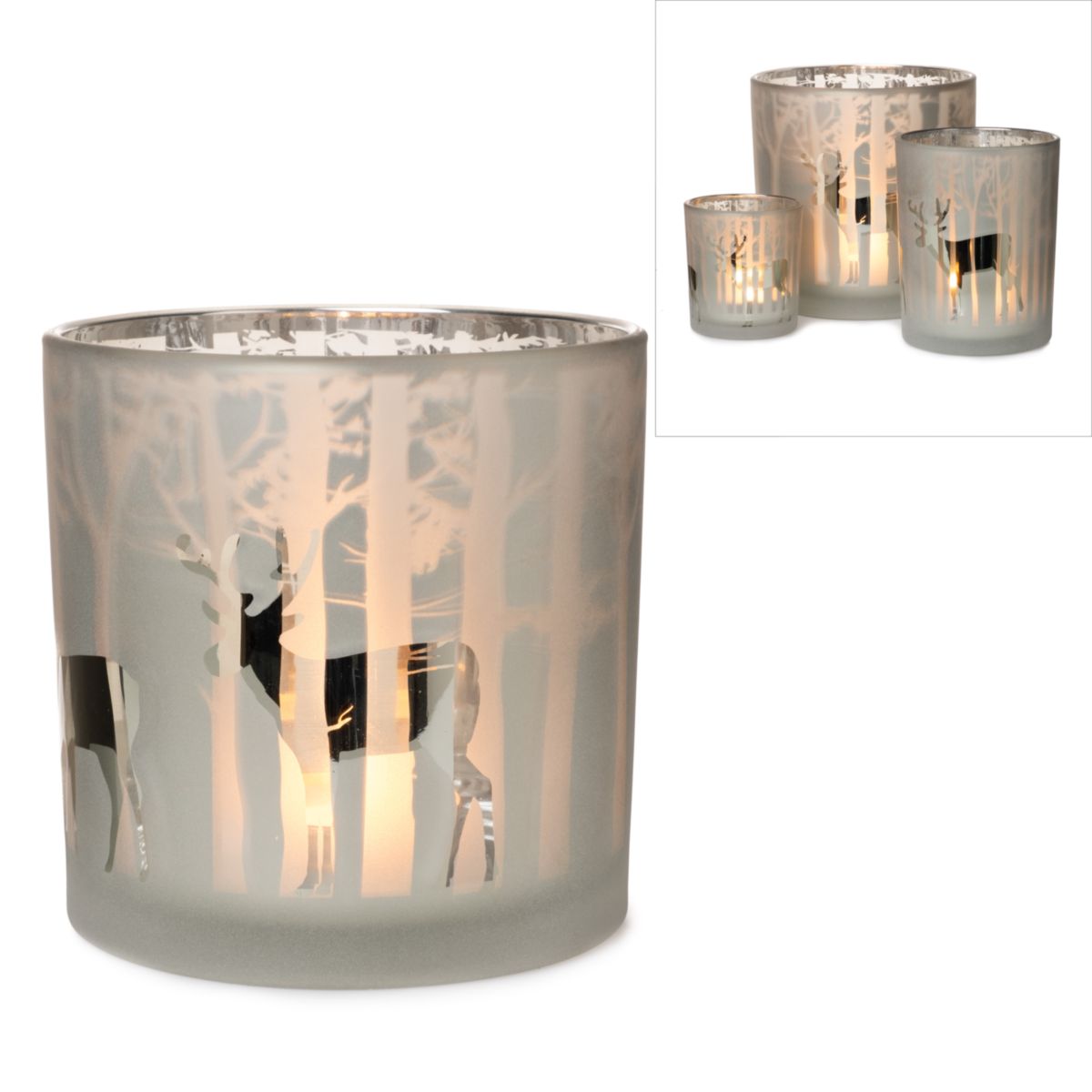 Windlicht Wald 15x15cm grün gold