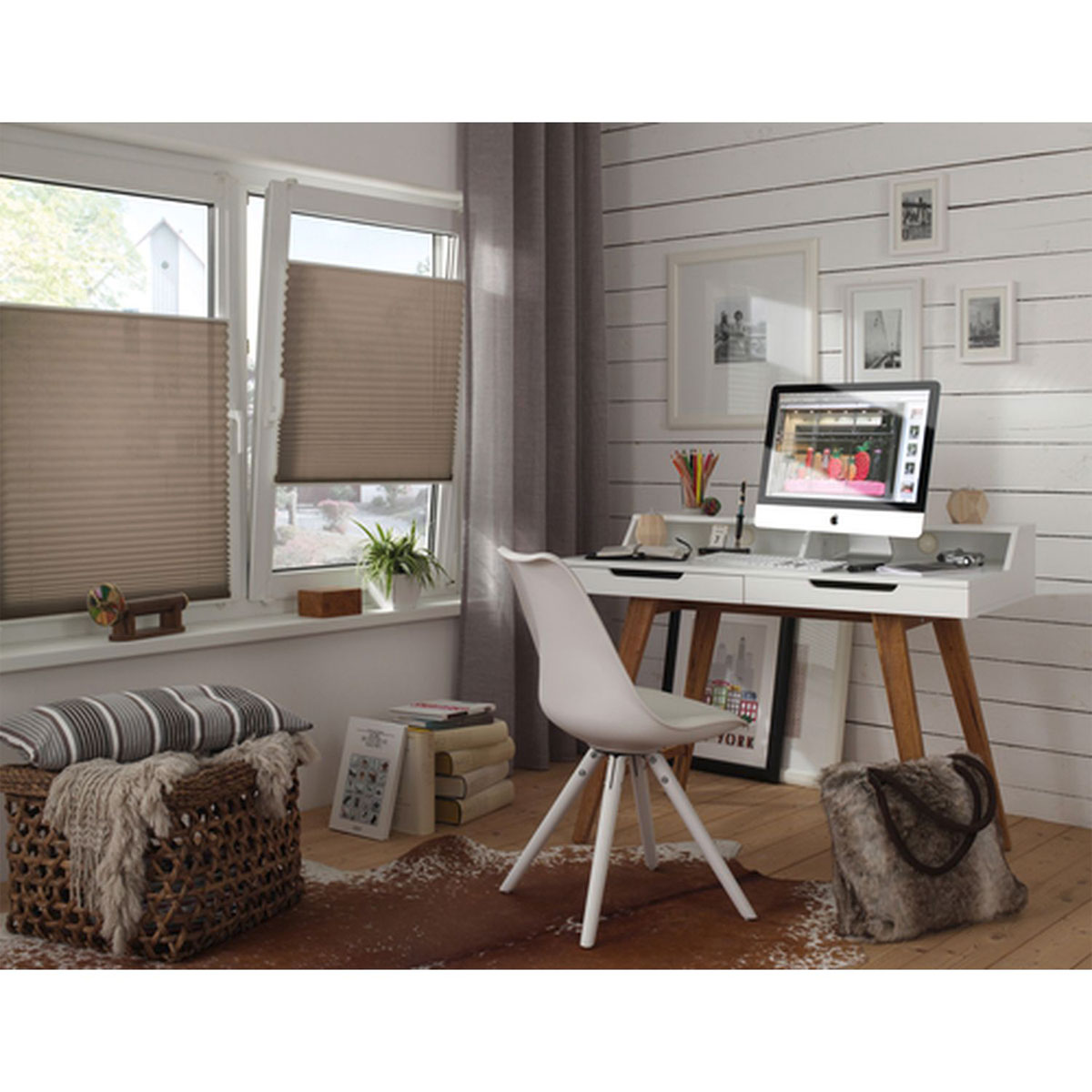 Gardinia Plissee EasyFix mit 2 Bedienschienen 60 x 130 cm taupe Bild 4