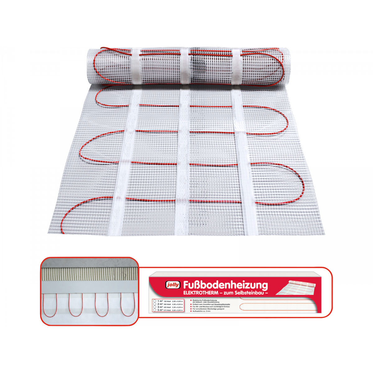Jollytherm Elektrische Fußbodenheizung Elektrotherm 1 m² Bild 2