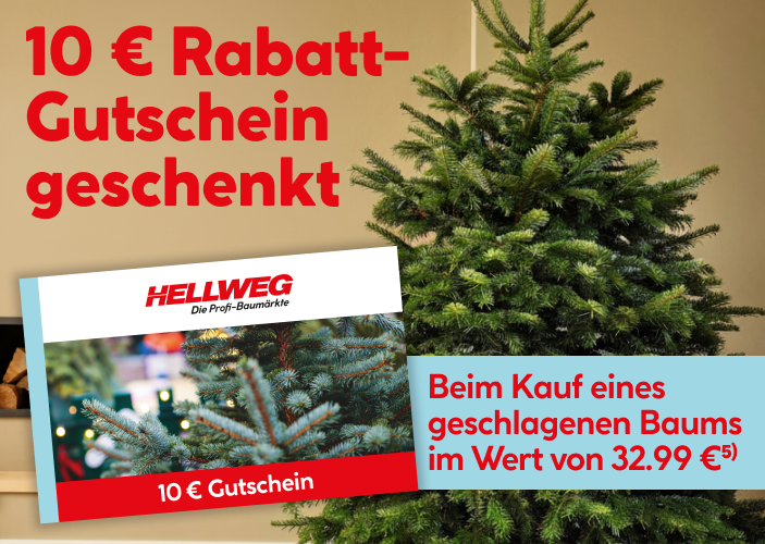10 Euro Rabatt-Gutschein geschenkt: Beim kauf eines geschlagenen Baums im Wert von 32.99 Euro