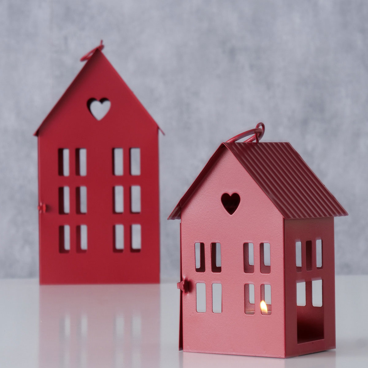 Laterne Alamo Haus 9 x 7,5 x 14 cm rot Metall