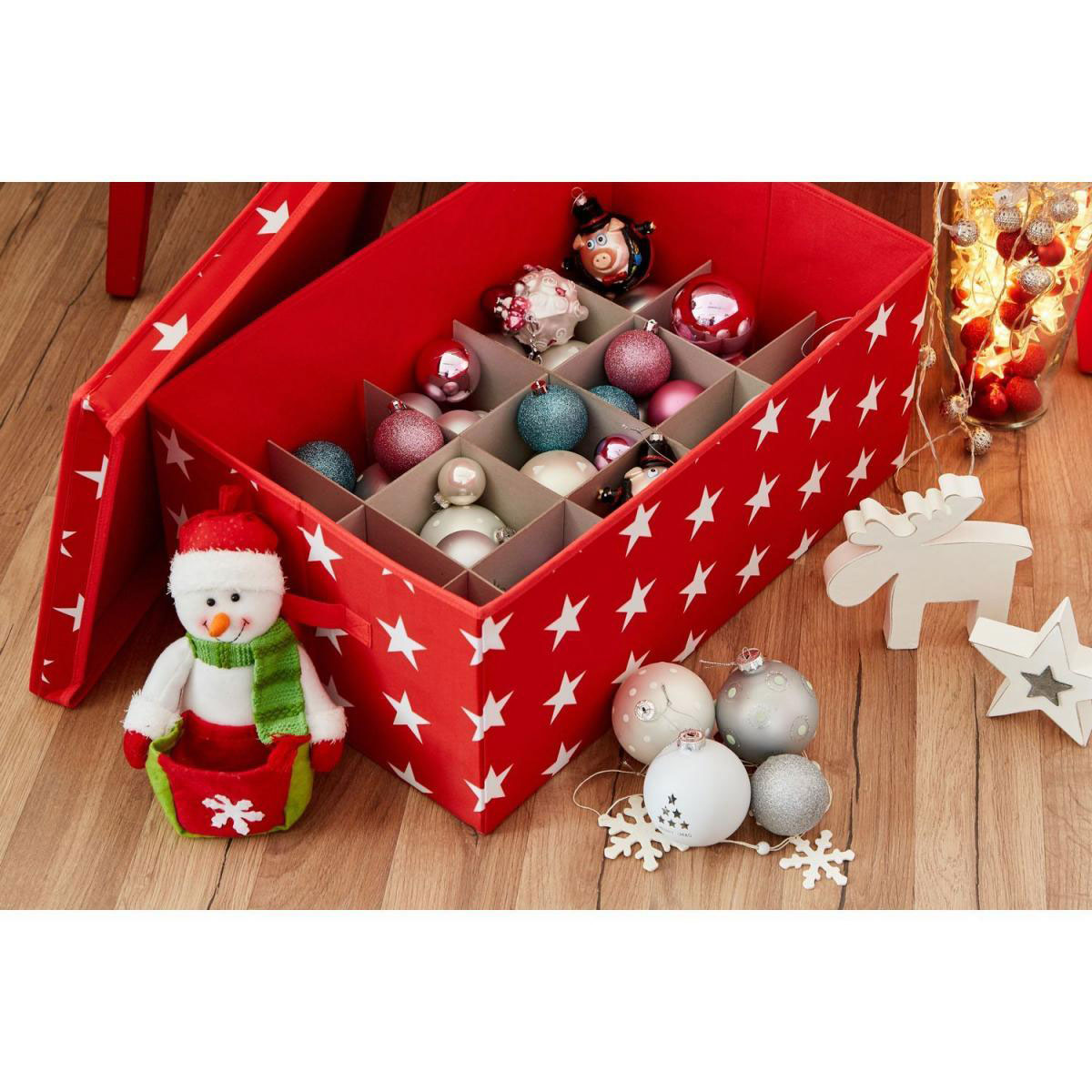 Aufbewahrungsbox für z.B Weihnachtskugeln rot 30 Fächer Bild 3