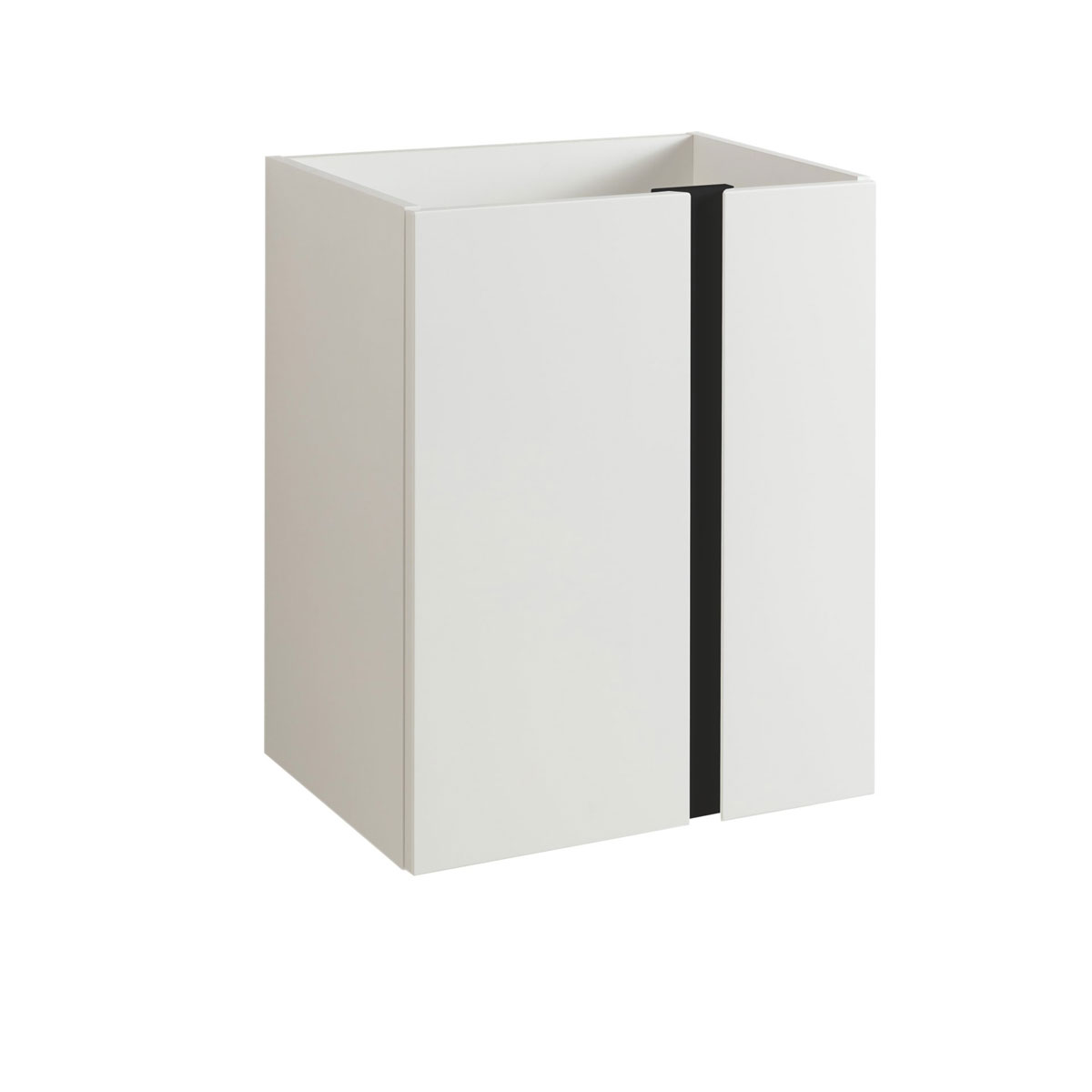 BADMOBIL Waschtischunterschrank LINUS 49 x 63 x 34,5 cm 2 Türen grifflos weiß mit schwarzer Dekorleiste Bild 1