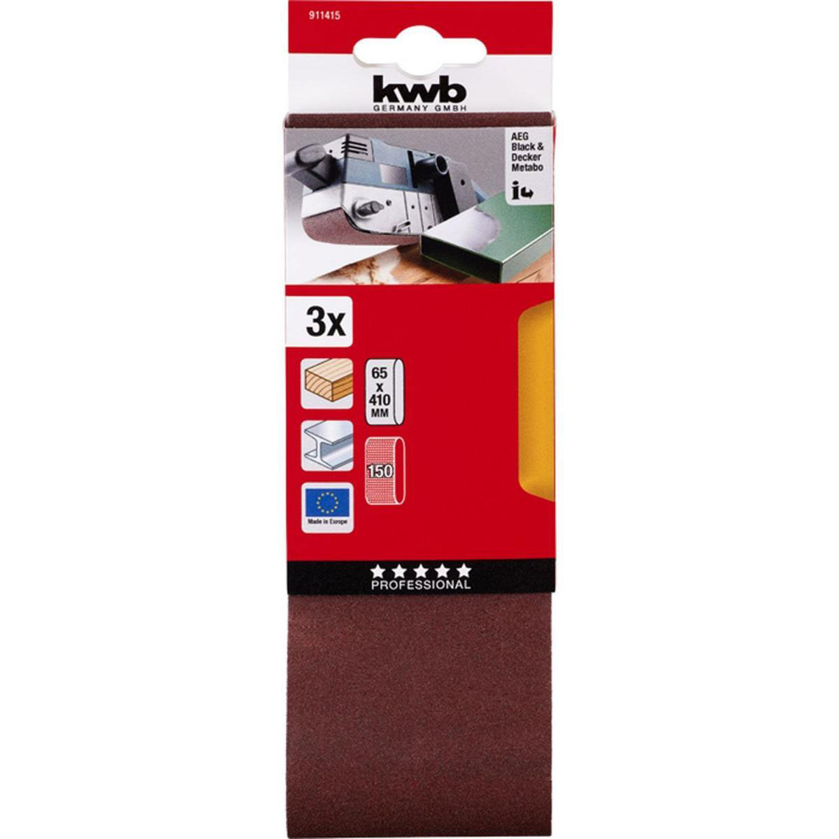 kwb  Schleifbänder Holz und Metall 65 x 410 mm K150 Bild 2