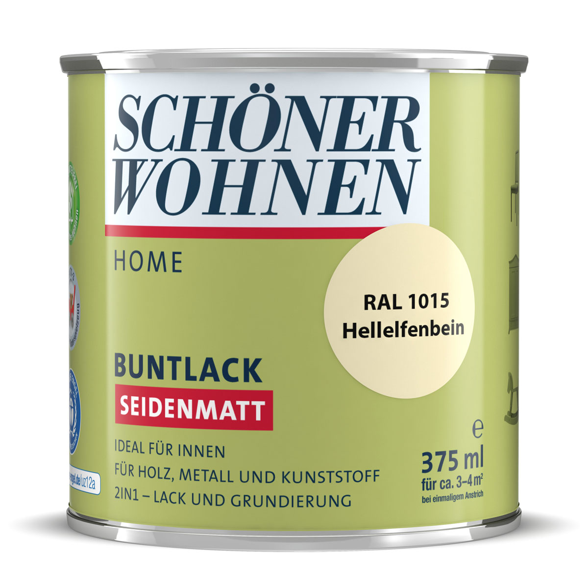 Schöner Wohnen Farbe Buntlack Home hellelfenbein seidenmatt 375 ml