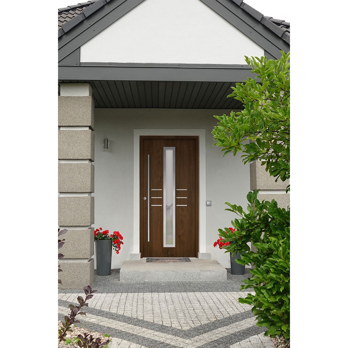 SplenDoor  Premium-Haustür Passivedoor Lund RC2 energiesparend einbruchsicher nussbaum 110 x 210 cm links Bild 2
