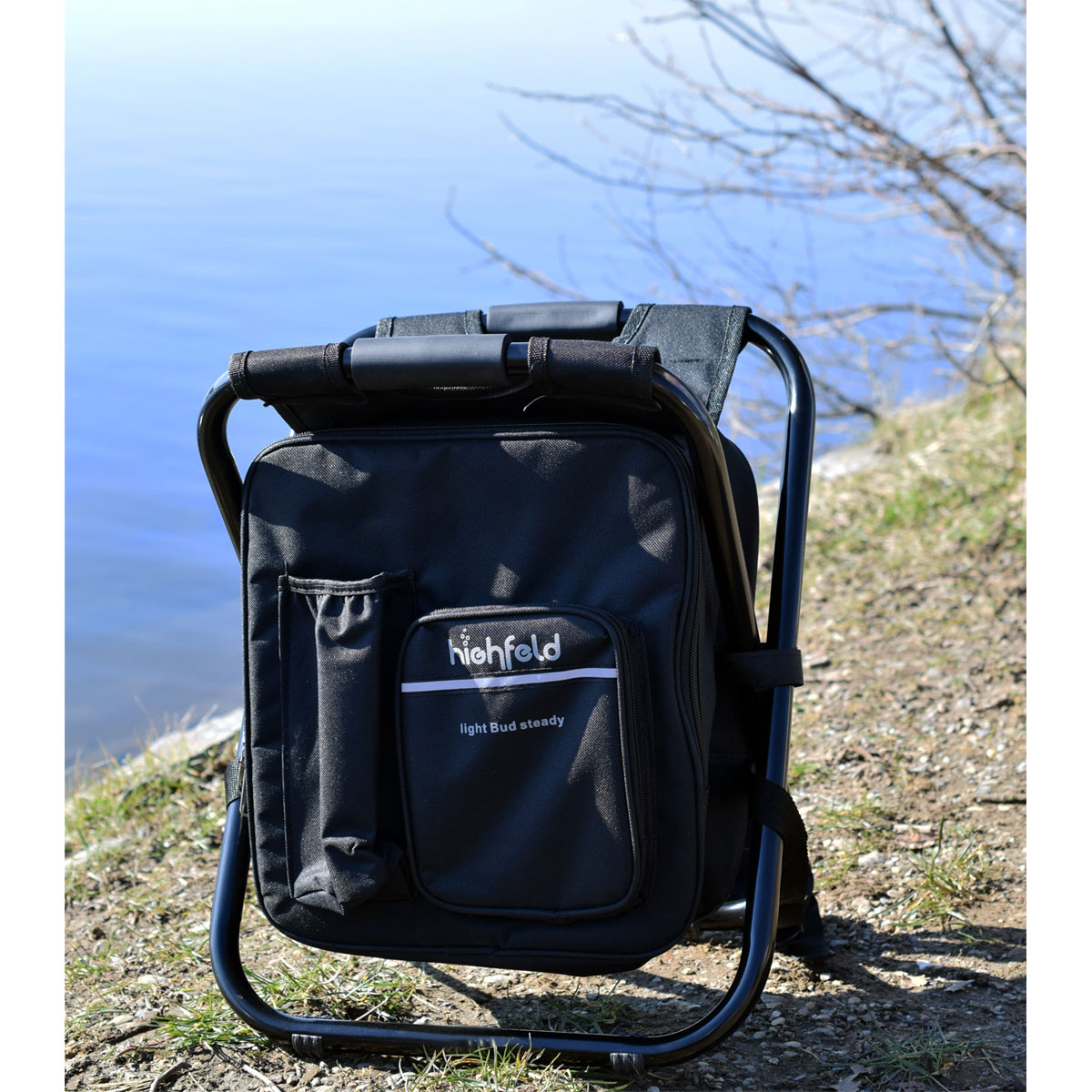 highfeld 3 in 1 Camping Stuhl mit Rucksack und Kühltasche black Bild 6