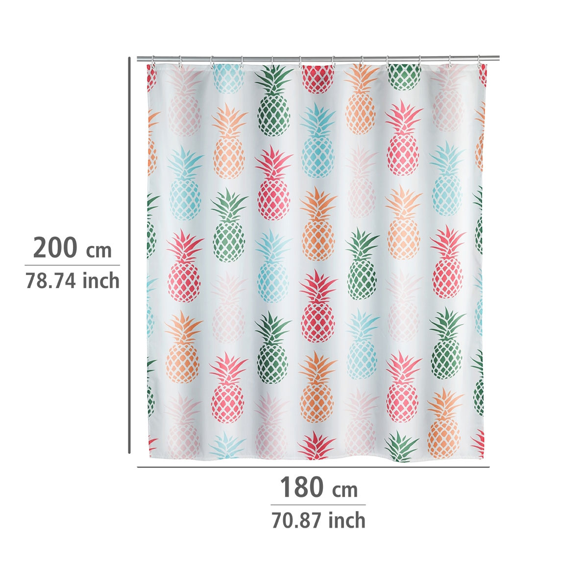 Wenko  Duschvorhang Ananas Textil Polyester 180 x 200 cm waschbar Bild 5