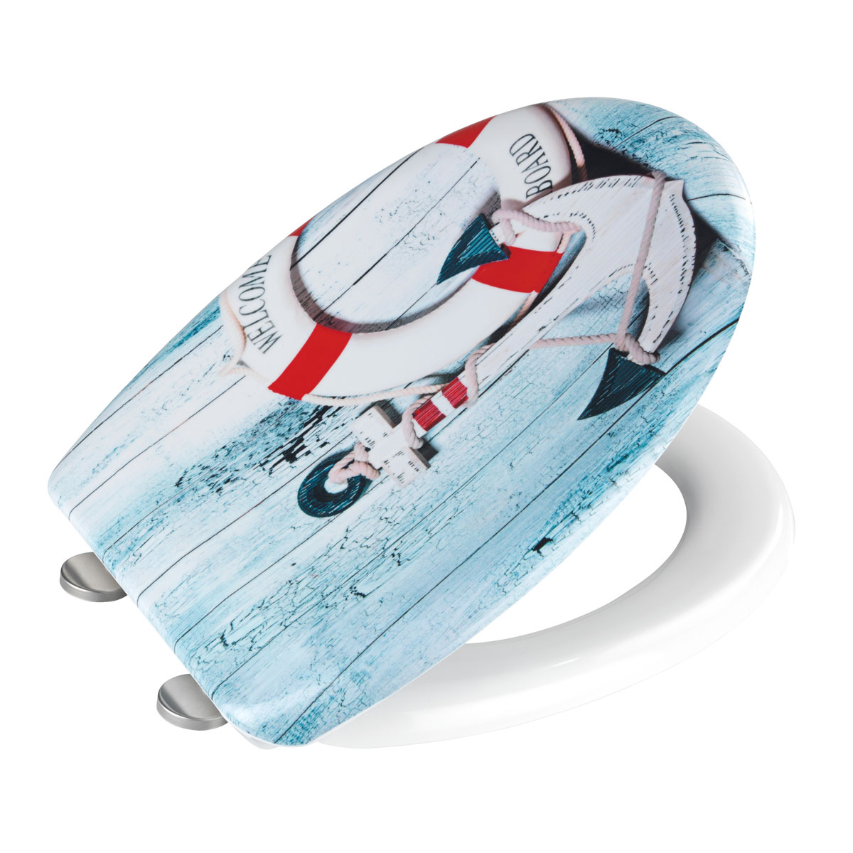 Wenko  WC-Sitz Duroplast Welcome board Schnellbefestigung aus rostfreiem Edelstahl antibakterieller Duroplast Bild 3