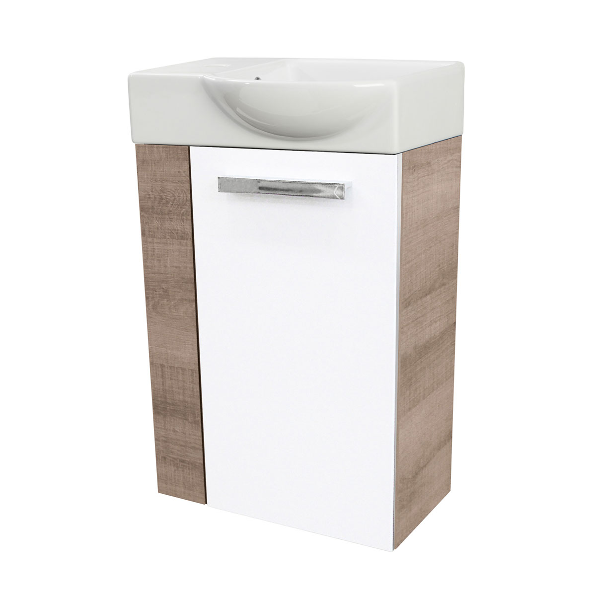 Fackelmann  Gäste-WC Waschtischunterschrank rechts SBC 440 x 600 x 243 mm Graueiche/Weiß Bild 3