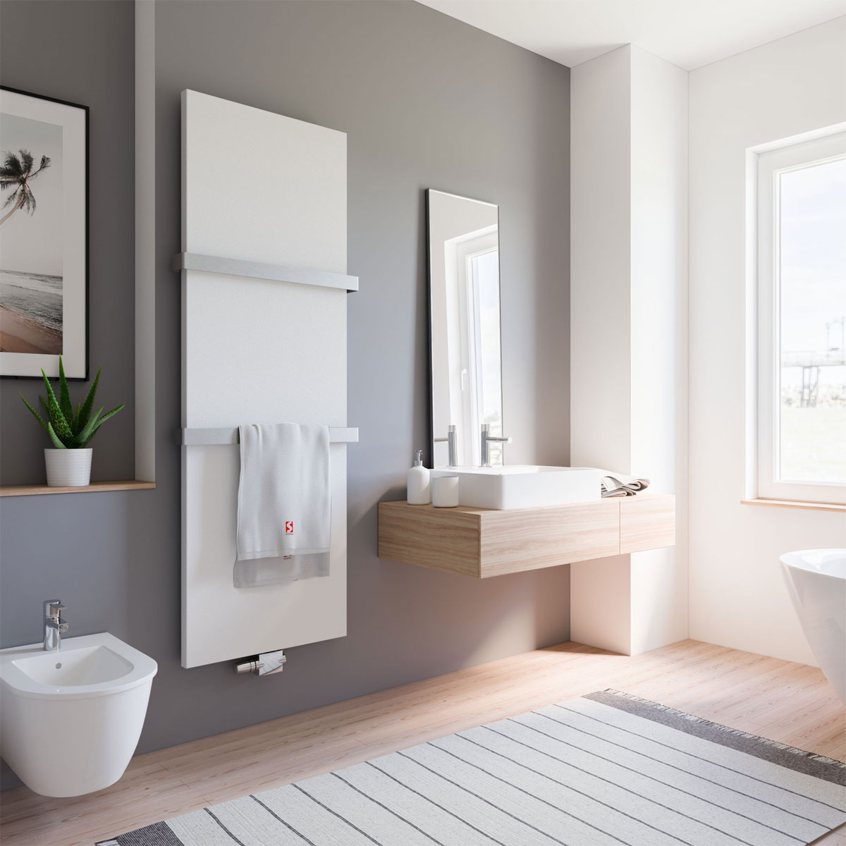 Schulte Heizkörper New York alpinweiß Mittelanschluß 1806 x 608 x 76 mm 1070 Watt Bild 2