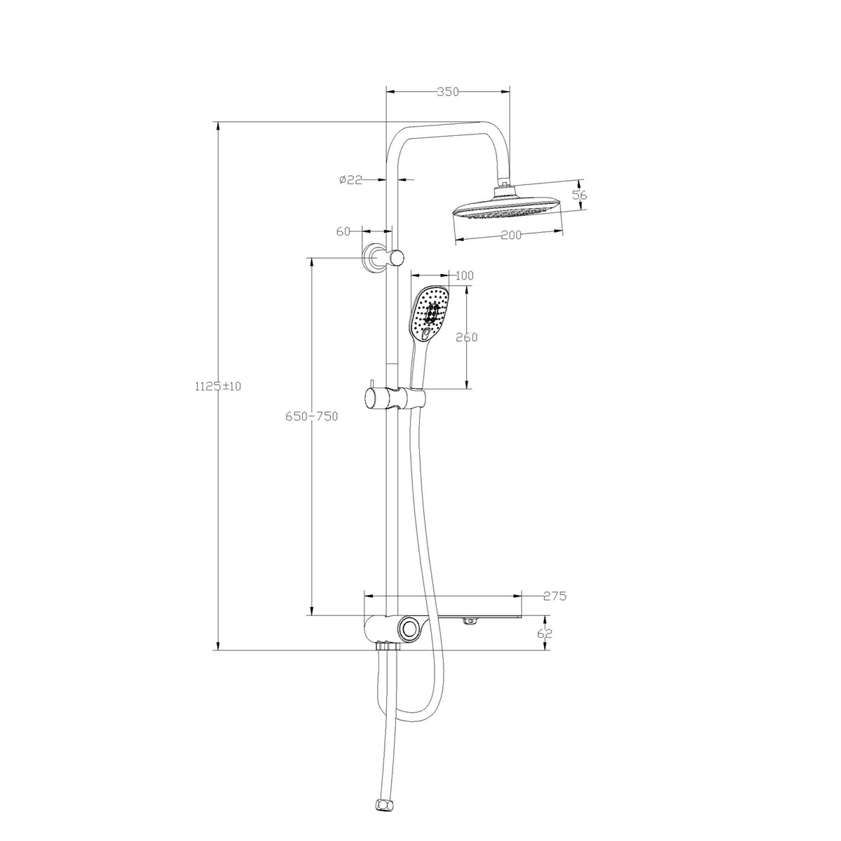 Überkopfbrause-Set Aquastar chrom-weiß Bild 2
