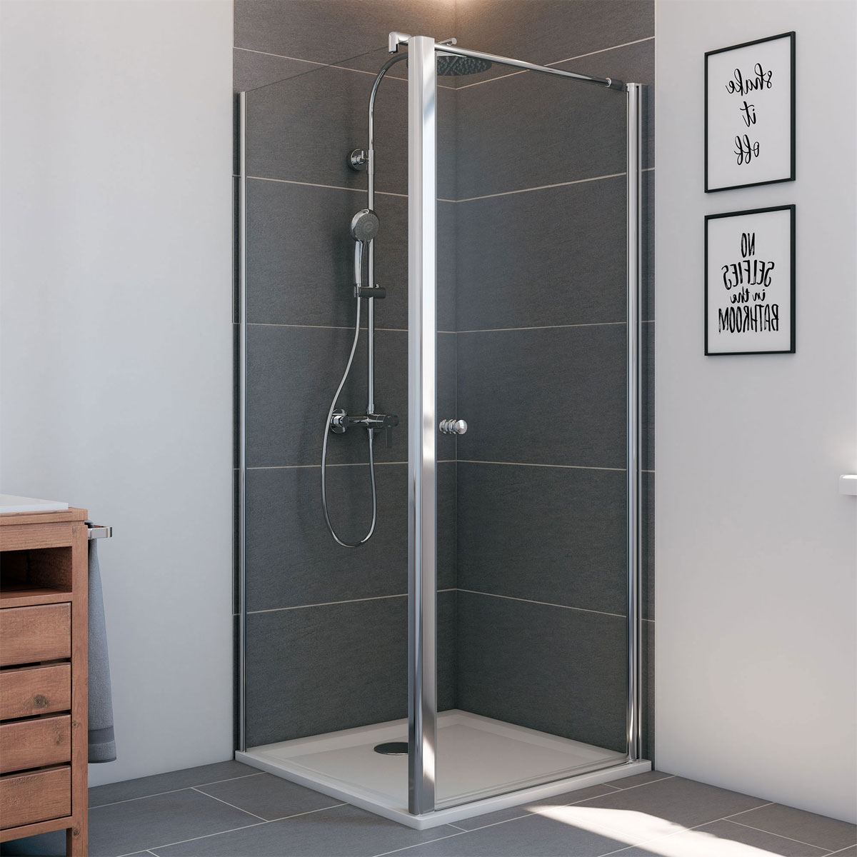 Breuer Drehtür Elana 6 für Seitenwand Anschlag rechts alu chromeffekt Klarglas 900 mm