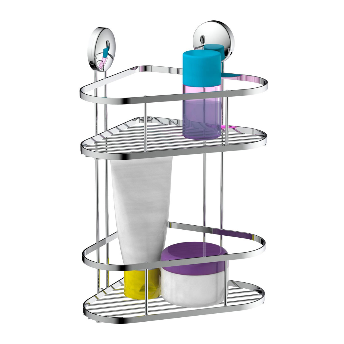 Schütte Dusch-Eckablage 2 Etagen Chrom zum Kleben oder Schrauben Bild 3