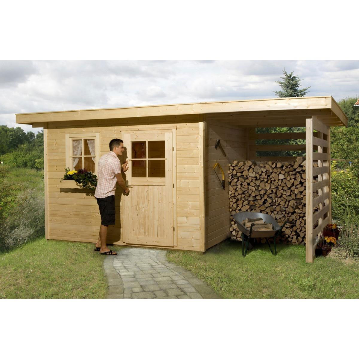 Weka Gartenhaus 170 A Größe 4 mit Holzlagerplatz 150 cm Bild 1