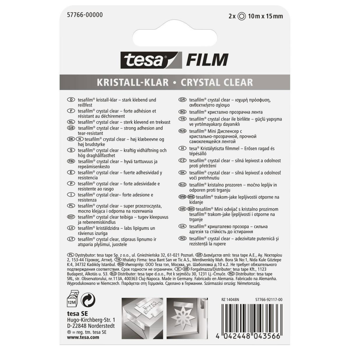 Tesa film kristallklar 2 Rollen 10 m x 15 mm Bild 2