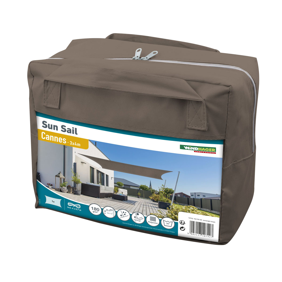 Rechteck-Segel Cannes 3 x 4 m taupe Bild 4