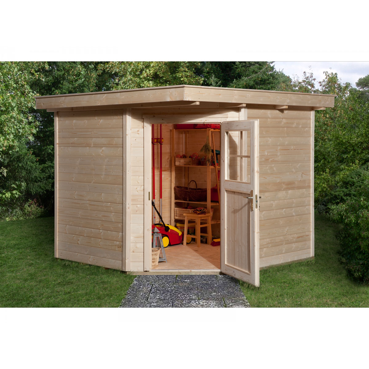 Weka Gartenhaus 229 21 mm natur mit Fußboden 270 x 270 x 217 cm