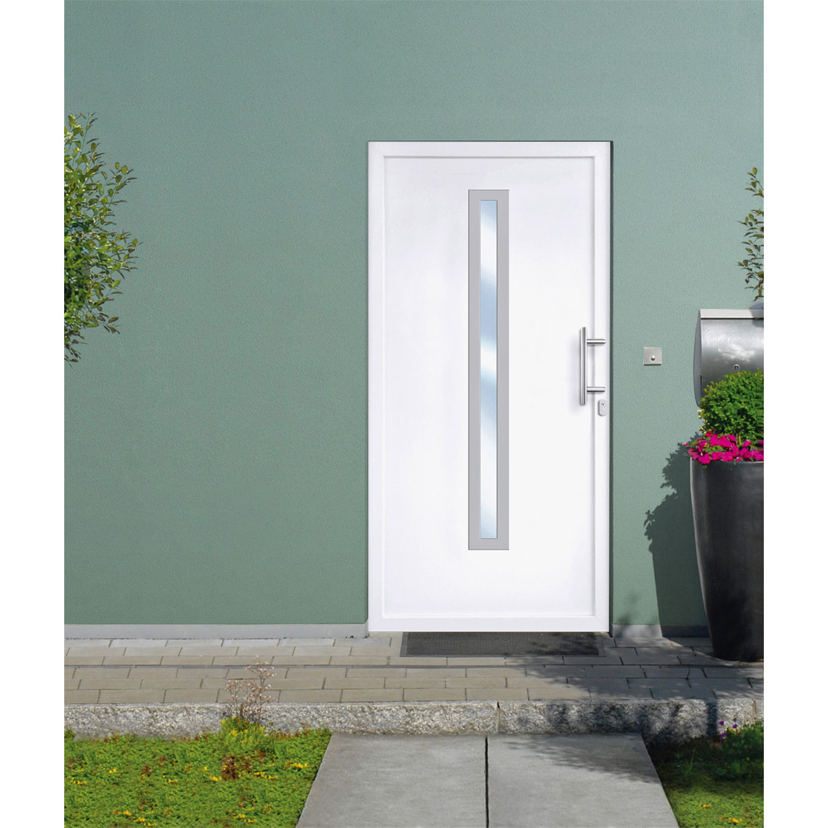 Kunststoff-Haustür Signum PVC Mod 70 weiß 98 x 208 cm rechts Bild 2