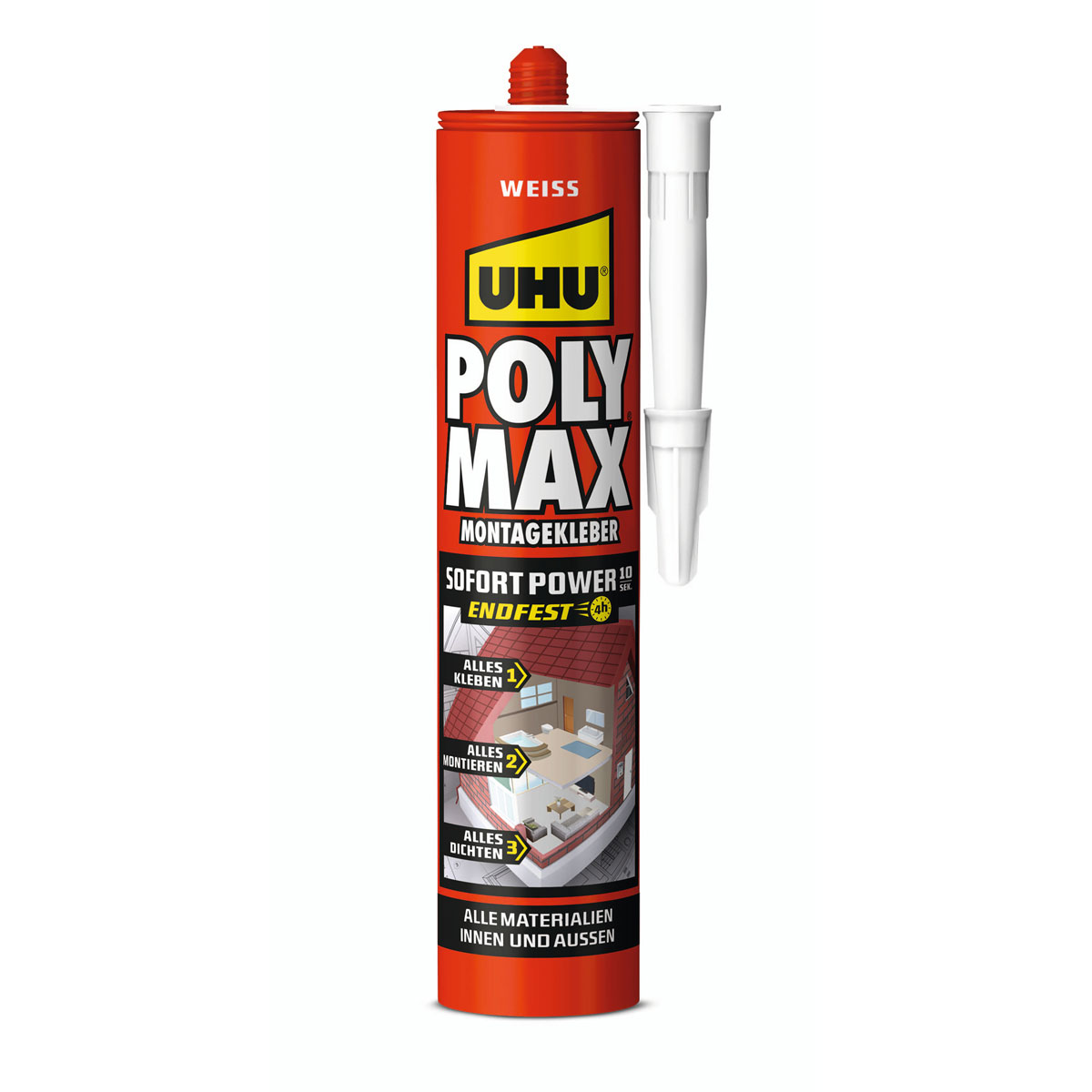 UHU Montagekleber Poly Max Sofort Power weiss 425 g