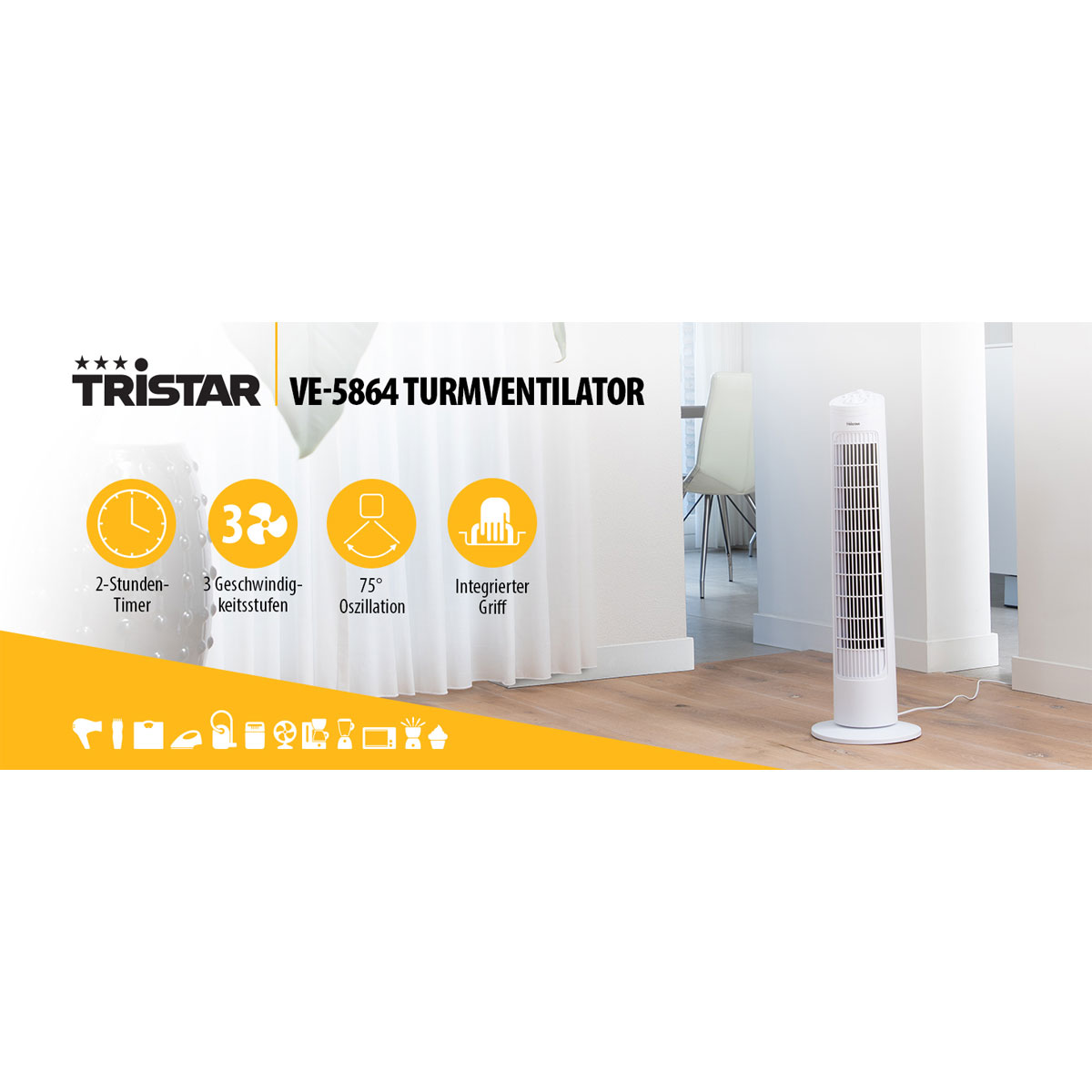 Turm-Ventilator 76 cm weiß Bild 12