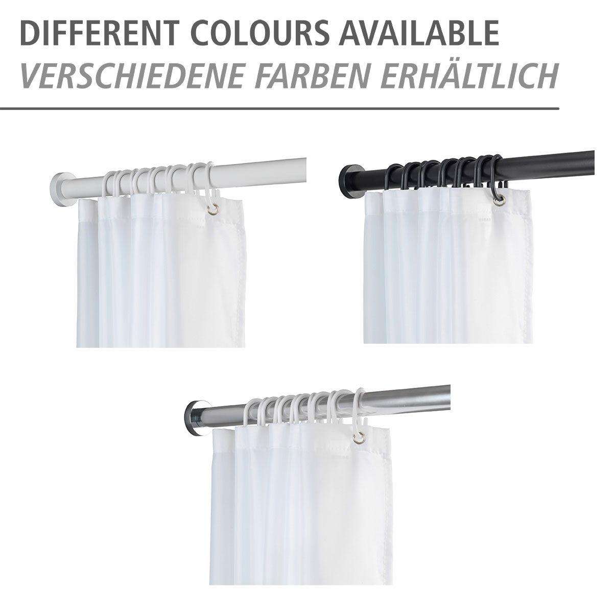 Wenko  Teleskop-Duschstange Luz 70 - 115 cm Schwarz Ausziehbare Duschvorhangstange aus rostfreiem Aluminium Bild 5