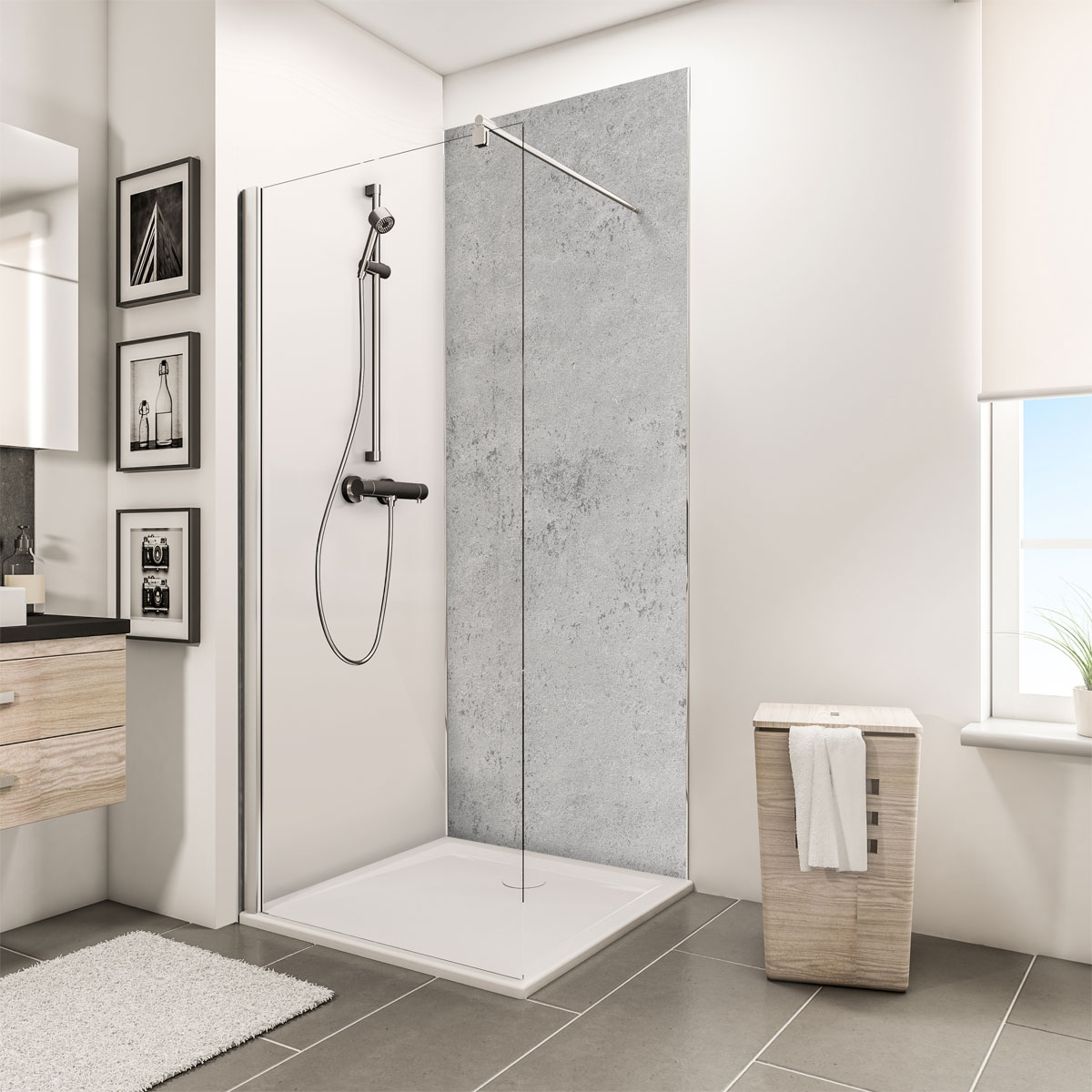 Schulte ExpressPlus Duschrueckwand DecoDesign Dekor Stein Grau hell 2550 x 1000 Bild 1