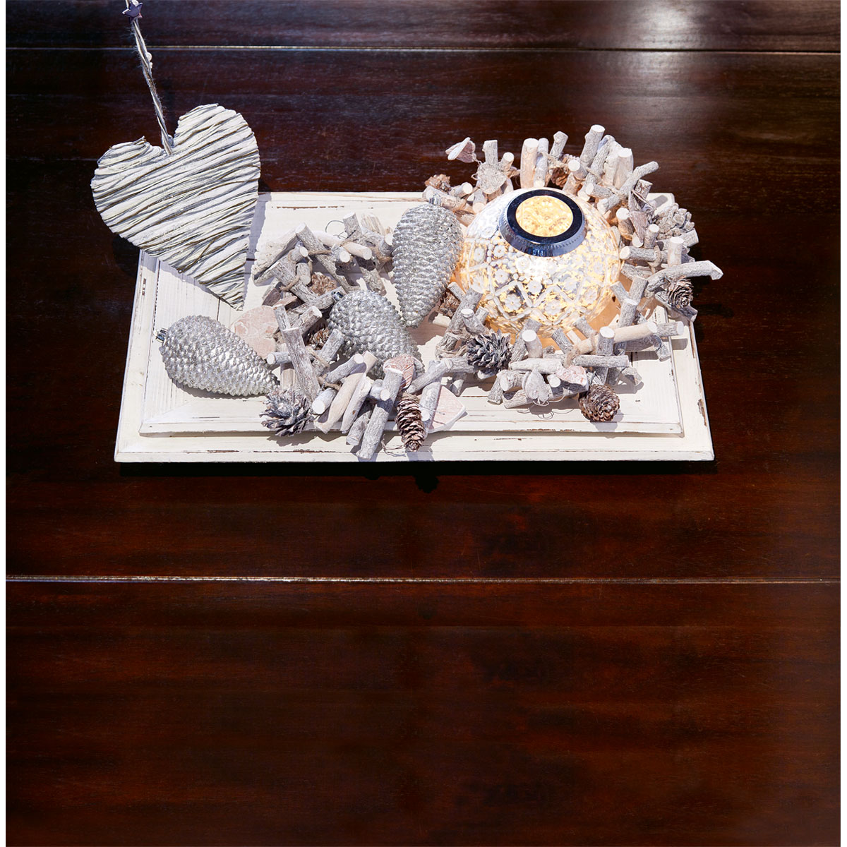 Tannenzapfen Glitter silber 12 x 7 cm Bild 2