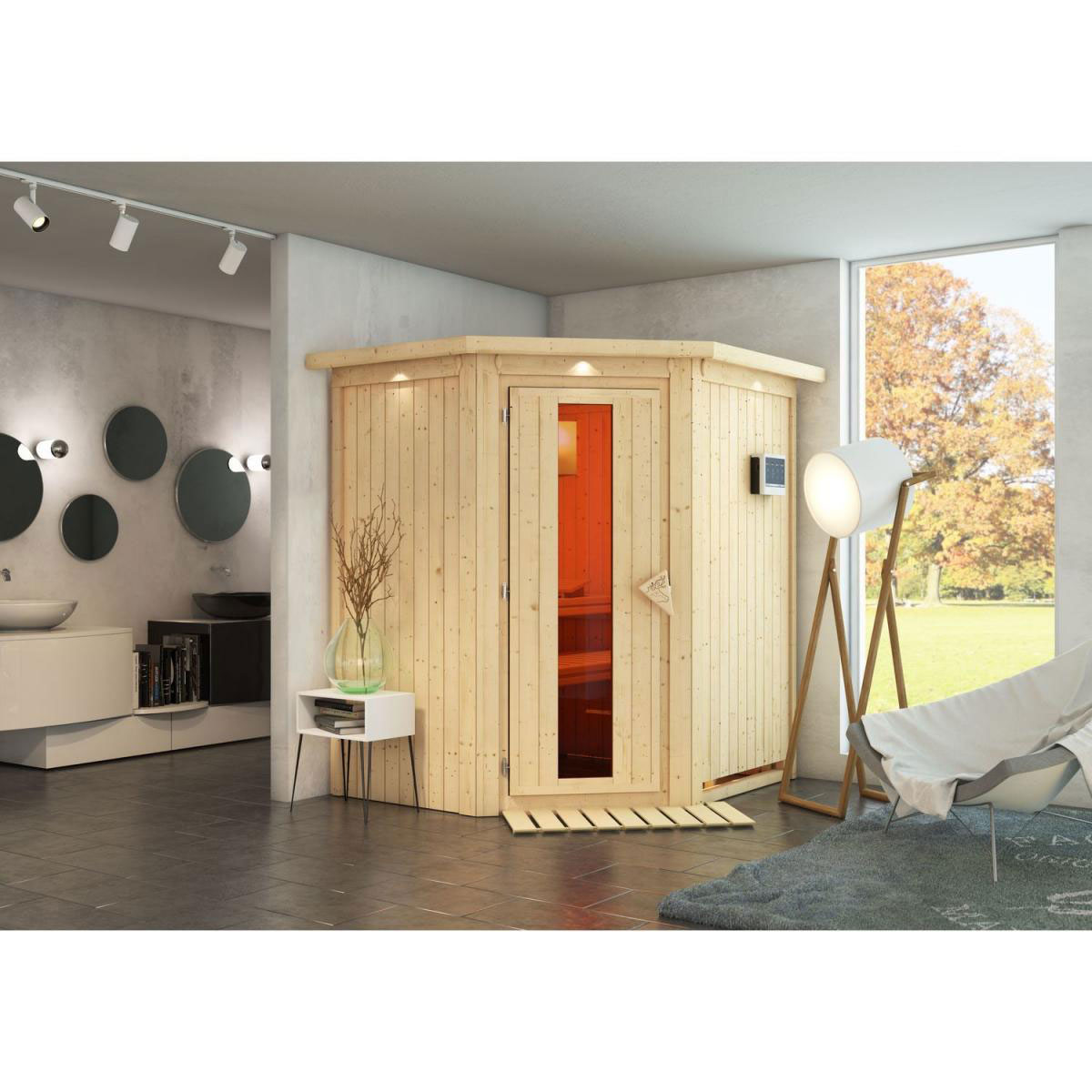 Karibu Taurin Eckeinstieg ohne Zubehör mit Kranz Energiespartür Bild 4