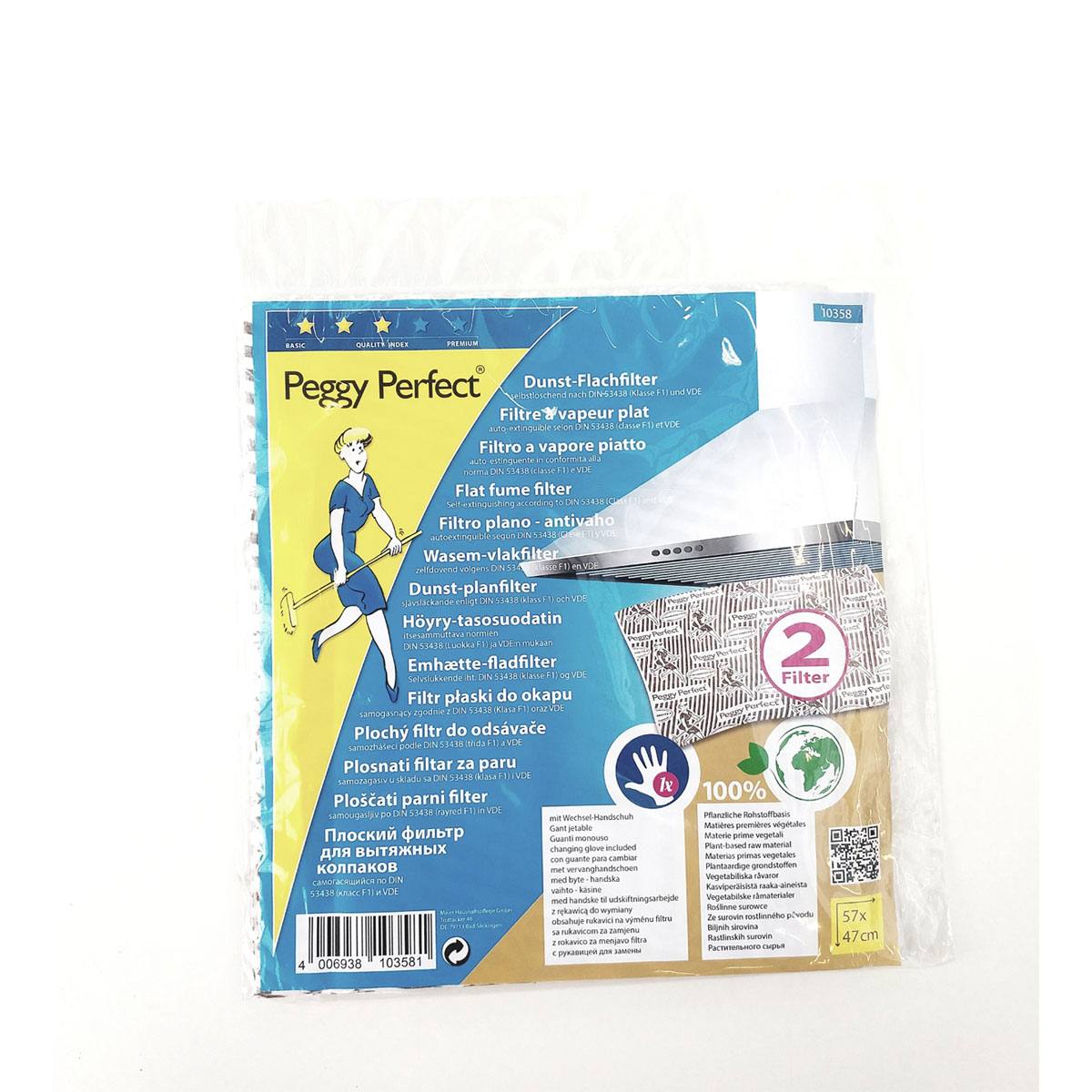 Peggy-Perfect Dunstflachfilter 47 x 57 cm 2 Stück mit Wechselhandschuh Bild 1