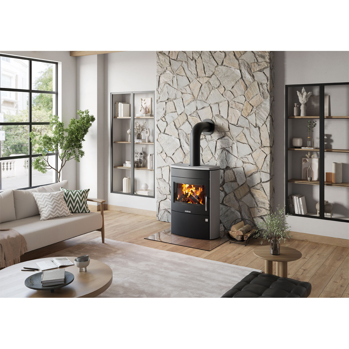 Kaminofen Agero W+ Stahl SchwarzSpeckstein Bild 3