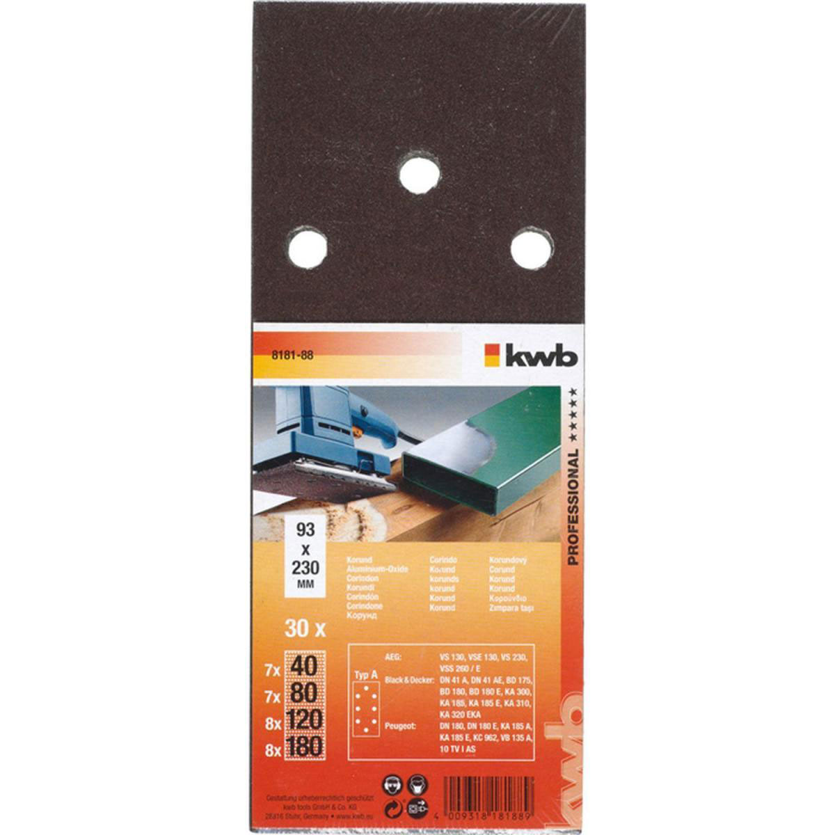 kwb  Schleifstreifen Holz und Metall 93 x 230 mm Bild 2