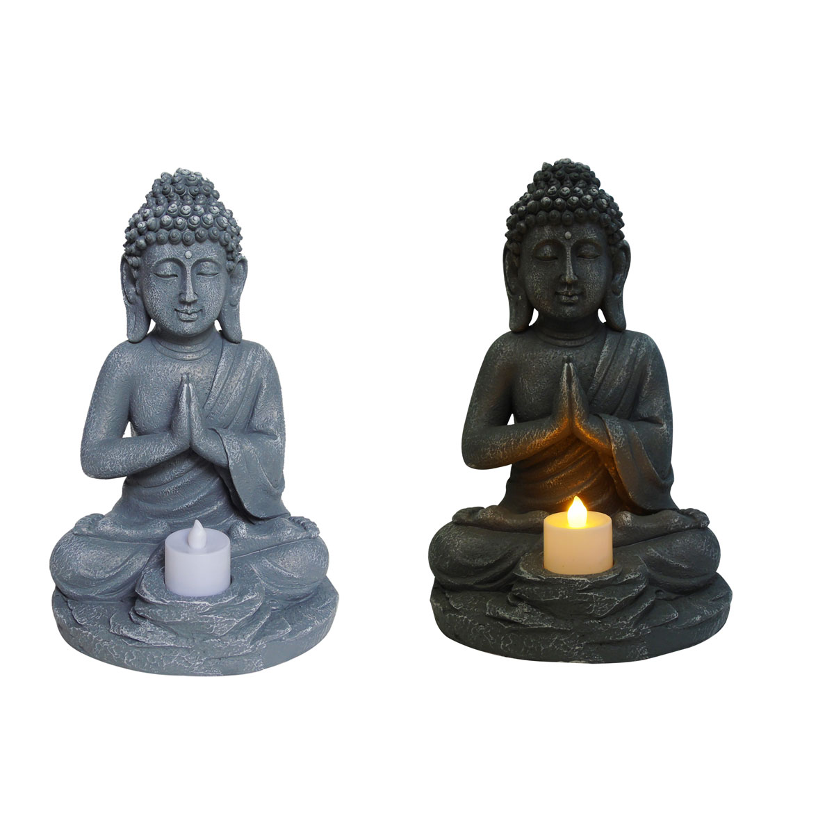 Flector Garten LED-Solar-Dekolicht Buddha grau