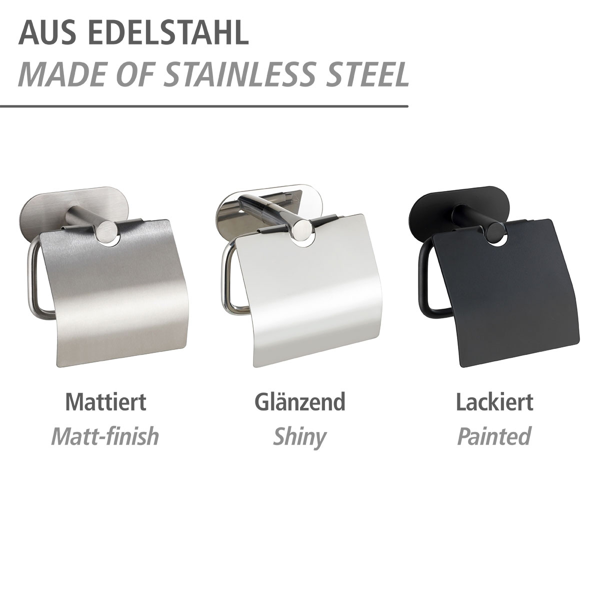 Wenko  Turbo-Loc Edelstahl Toilettenpapierhalter mit Deckel Orea Black Matt WC-Rollenhalter Befestigen ohne bohren Bild 5