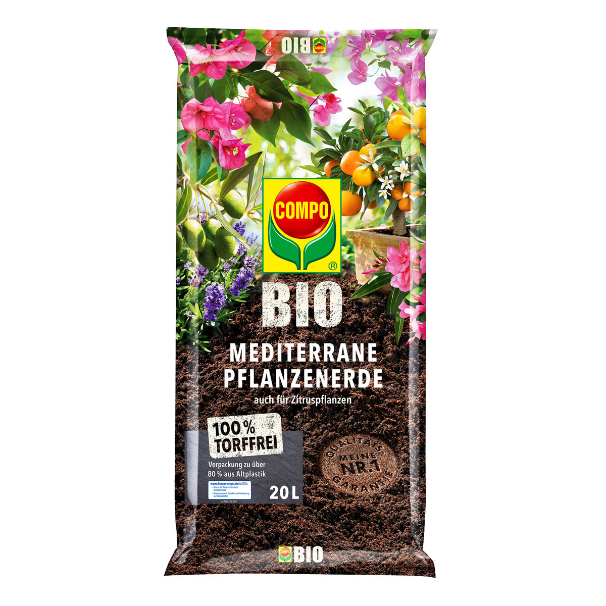 Compo Bio Mediterrane Pflanzerde torffrei 20l