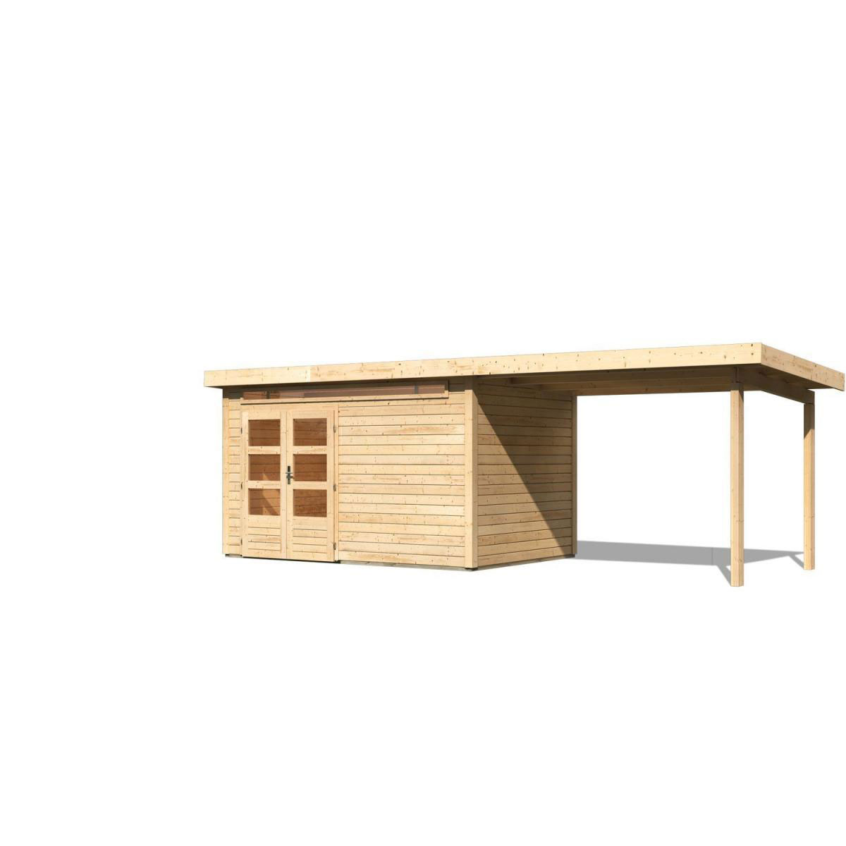 Karibu Gartenhaus-Set Kandem 7 mit Anbaudach 2,95 m naturbelassen Bild 2