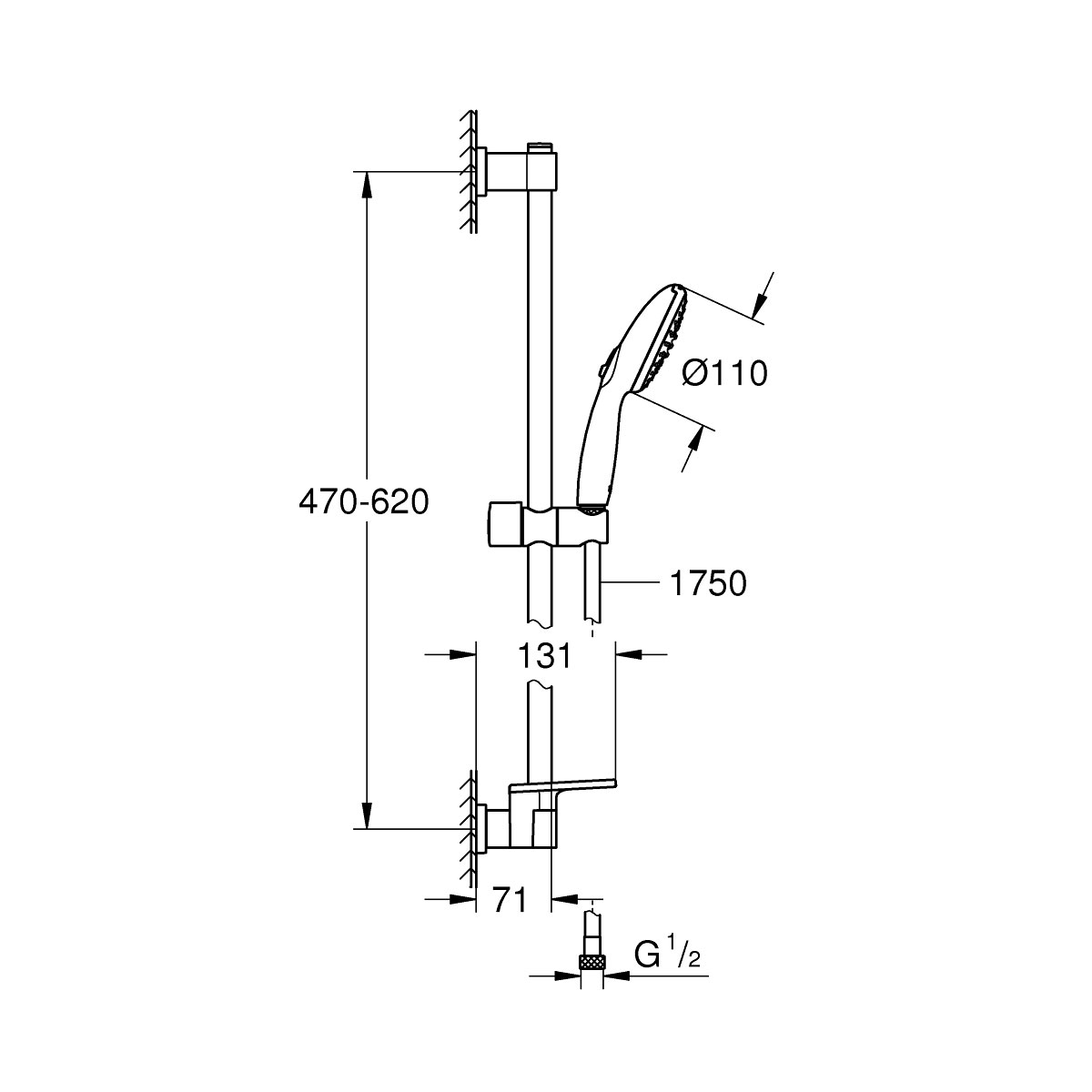 Grohe Brausestangenset Vitalio Start 110 2 Strahlarten (Rain, Jet) Bild 6