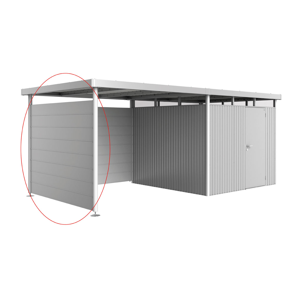 Biohort Seitenwand für Seitendach zu Gerätehaus HighLine H4 silber-metallic