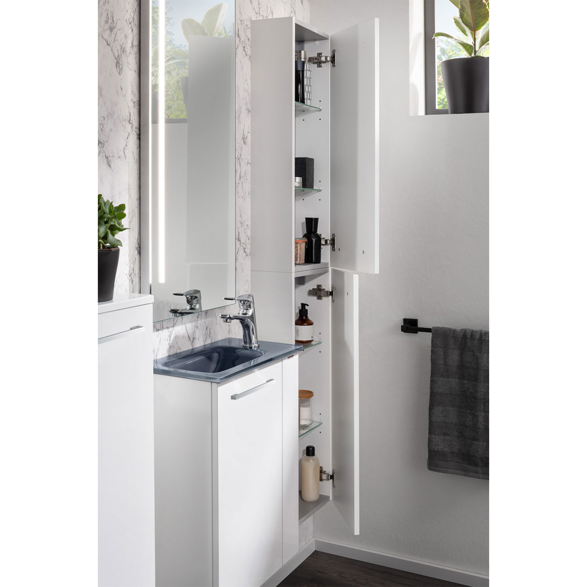 Fackelmann  Gäste-WC Waschtischunterschrank links SBC 440 x 600 x 243 mm Weiß Bild 8