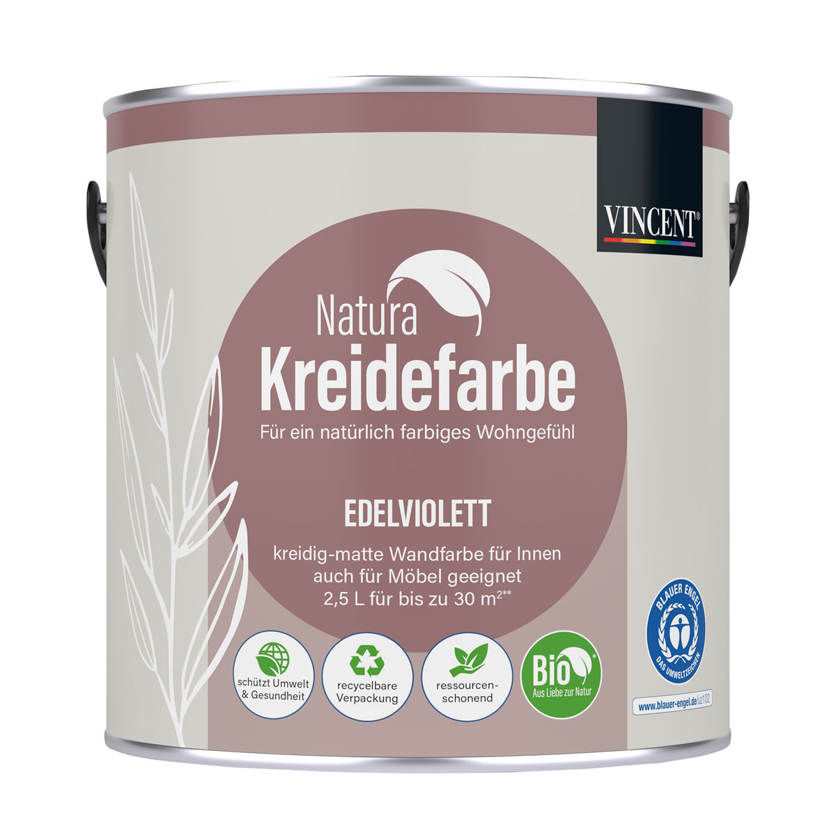 Vincent Natura Kreidefarbe Edelviolett matt 2,5 L