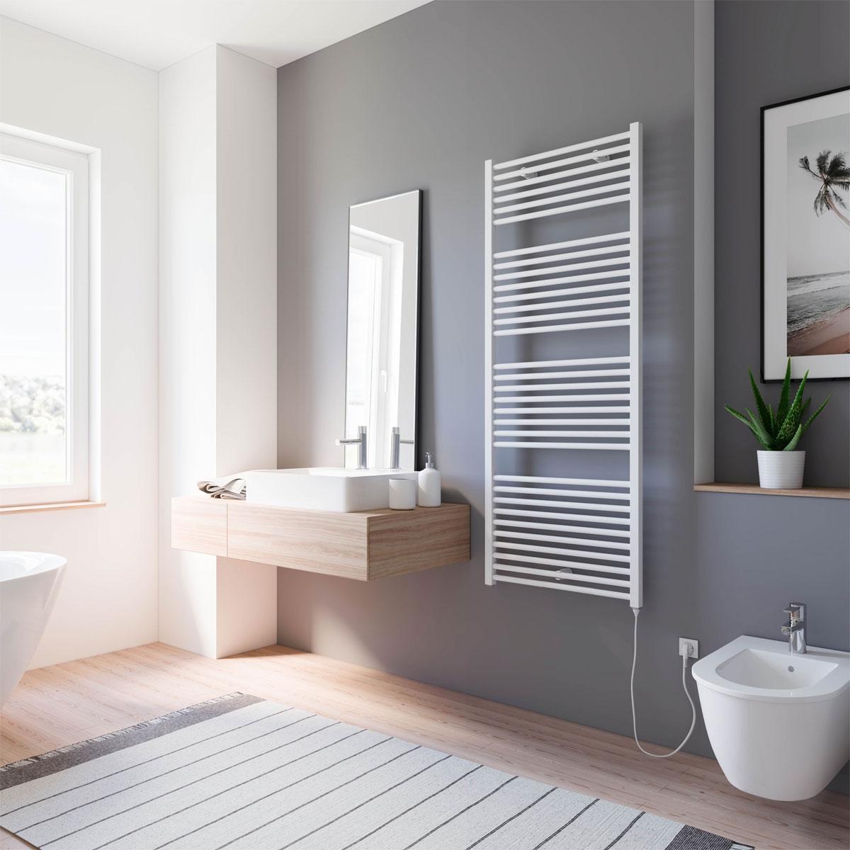 Schulte  Handtuchwärmekörper Turbo steckerfertig inklusive Heizstab 1 Anschluss rechts 60 cm x 153,5 cm Bild 1