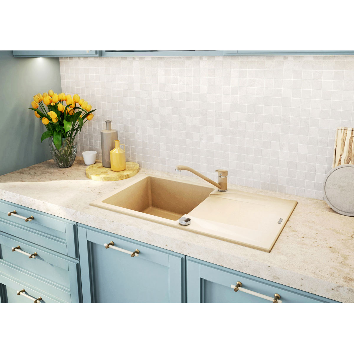 deante Granit-Einbauspüle Evora sand 78 x 44 cm Bild 3