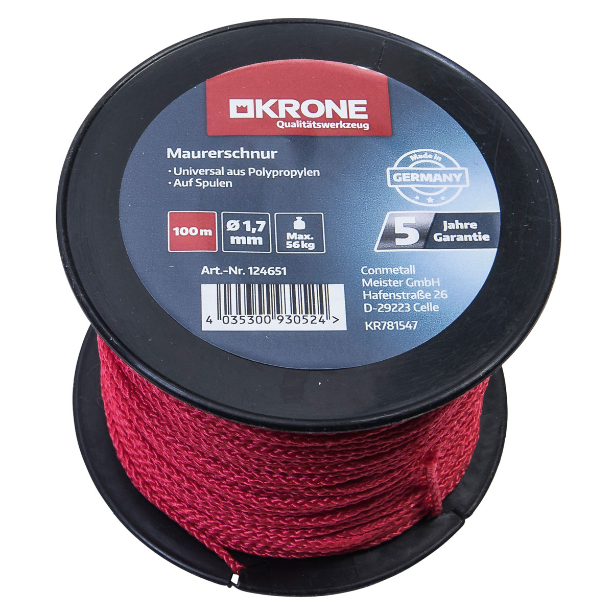 Krone Maurerschnur 1,7 mm 100 m rot Krone Maurerschnur 1,7 mm 100 m rot