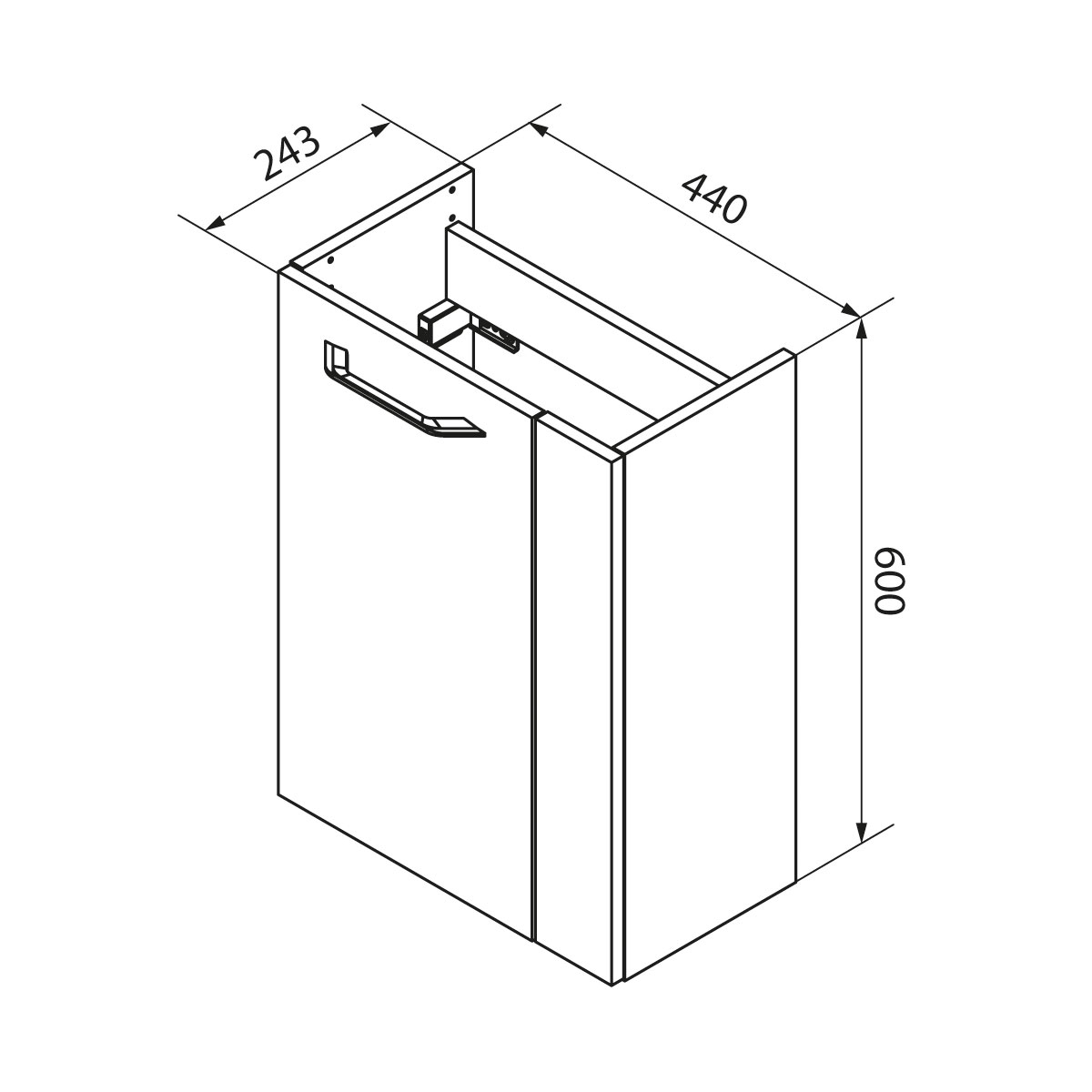 Fackelmann  Gäste-WC Waschtischunterschrank links SBC 440 x 600 x 243 mm Alaska-Esche/Weiß Bild 6