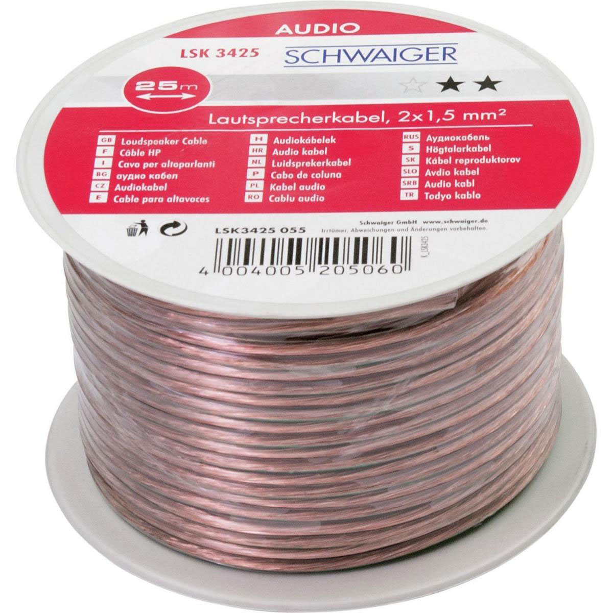 Schwaiger Audio-Lautsprecherkabel 25 m transparent 2x 1,5 mm² Bild 2