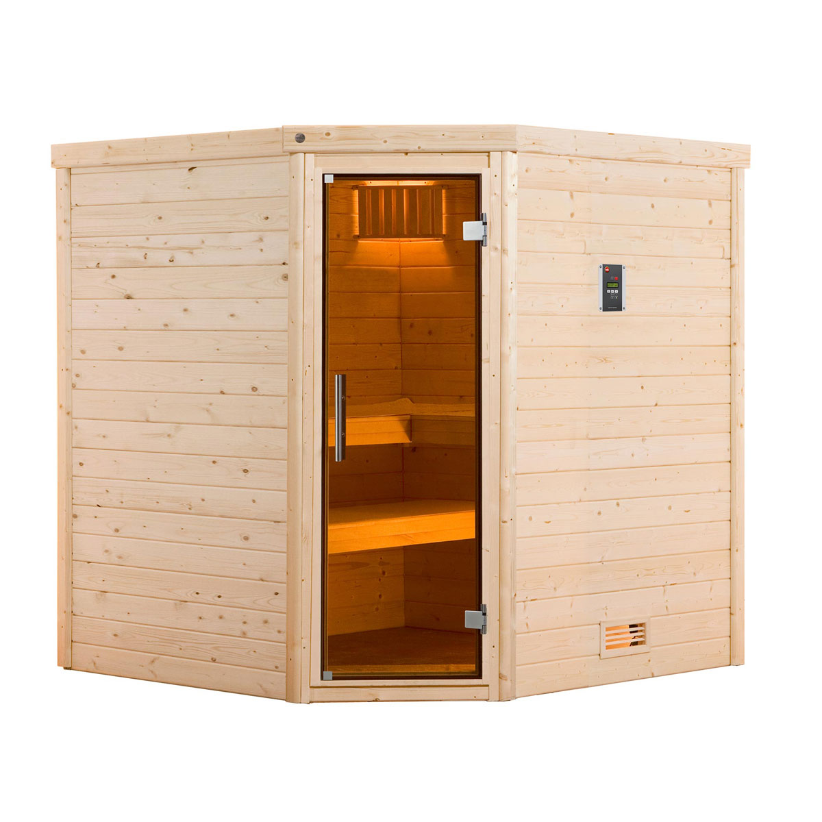 Weka  Design-Sauna Cubilis Größe 1 Sparset 7,5kW OS Glastuer und Fenster
