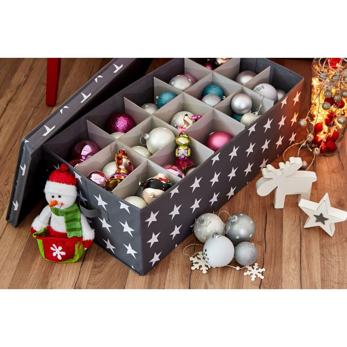 Aufbewahrungsbox für z.B Weihnachtskugeln weiß 30 Fächer Bild 2