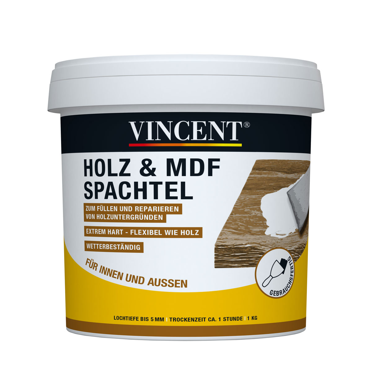Vincent Fertigspachtel Holz und MDF Spachtel 1 kg