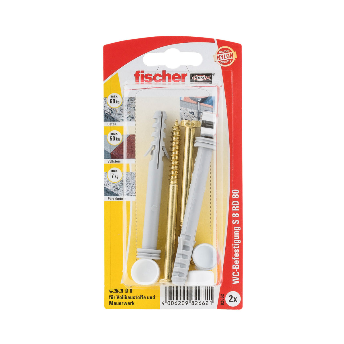 Fischer  WC-Befestigung S 8 RD 80 mm 2 Stück