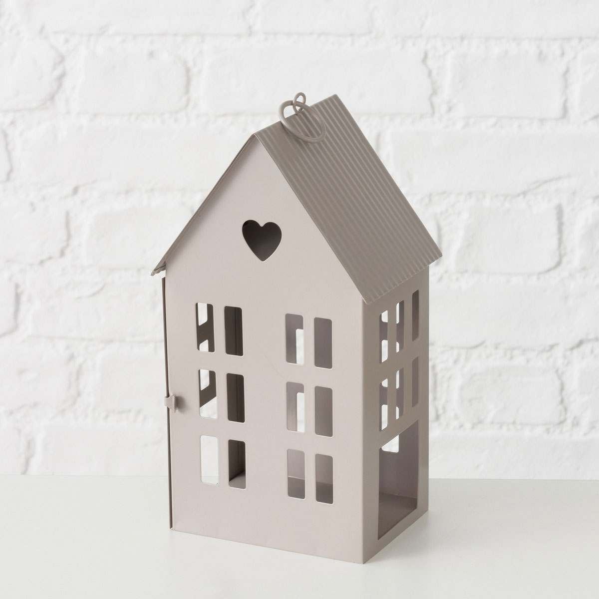 Laterne Alamo Haus 17 x 14 x 35 cm beige hellbraun Metall Bild 3